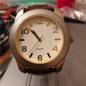 EUC CHICO'S Gold and Brown Leather Women's Watch